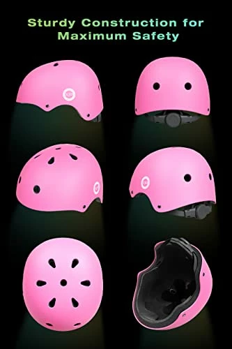 Wholesale β¨ Kids Bike Helmet,Multi-Sport Protective Gear Set For 3-5-8-14 Years Boys π§ Girls With Knee And Elbow Pads Wrist Guards Fit Roller Skates,Cycling,Skateboarding,Skating Scooter (Multi-Colors) Pink02 π - Image 2