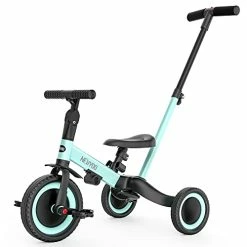 Coupon ✨ 5 In 1 Toddler Tricycle With Parent Steering Push Handle For 1,2,3 Years Old Boys And 👧 Girls, Kids Push Trike, Toddler Bike With Removable Pedals, Adjustable Seat And Handle, Blue, TR006 Yell 🥰