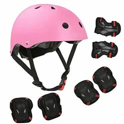 Best deal 💯 Kids Bike Helmet Toddler Helmet, Kids Skateboard Helmet And Pads Adjustable Sports Protective Gear Set Knee Elbow Pads Wrist Pads For Boys 👧 Girls, Kids Cycling Scooter Helmet Set Red 🛒