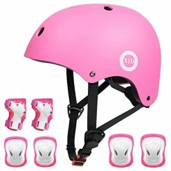 Wholesale ✨ Kids Bike Helmet,Multi-Sport Protective Gear Set For 3-5-8-14 Years Boys 👧 Girls With Knee And Elbow Pads Wrist Guards Fit Roller Skates,Cycling,Skateboarding,Skating Scooter (Multi-Colors) Pink02 🔔