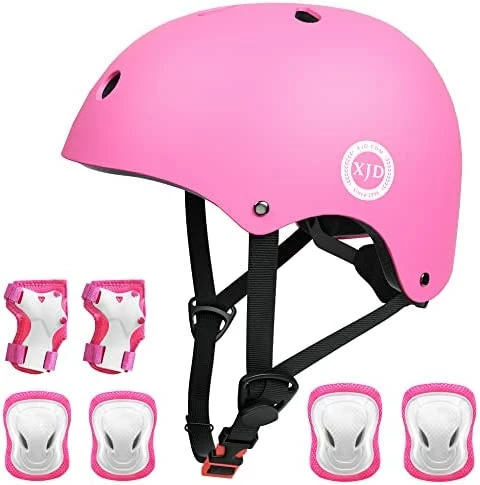 Wholesale β¨ Kids Bike Helmet,Multi-Sport Protective Gear Set For 3-5-8-14 Years Boys π§ Girls With Knee And Elbow Pads Wrist Guards Fit Roller Skates,Cycling,Skateboarding,Skating Scooter (Multi-Colors) Pink02 π - Image 10