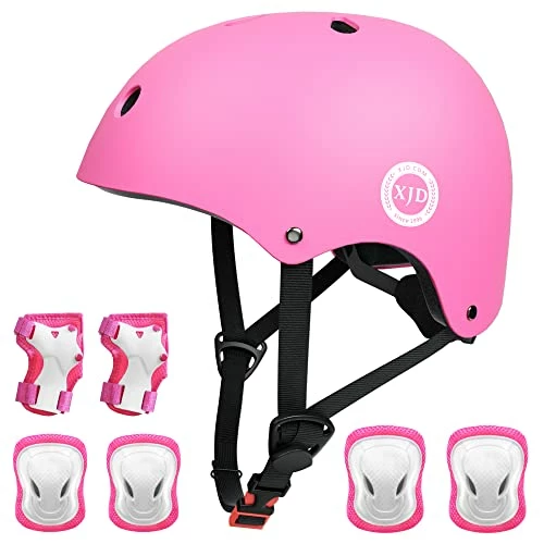 Wholesale β¨ Kids Bike Helmet,Multi-Sport Protective Gear Set For 3-5-8-14 Years Boys π§ Girls With Knee And Elbow Pads Wrist Guards Fit Roller Skates,Cycling,Skateboarding,Skating Scooter (Multi-Colors) Pink02 π