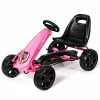 Cheapest 🛒 Pedal Go Kart For Kids, 4 Wheels Pedal Powered Ride On Toy, Outdoor Racer Children's Foot On Riding Car W/ Adjustable Seat, Rubber Tires & 2 Brakes For Boys & 👧 Girls Age 3 To 8 (Pink) 🎉