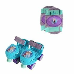 Brand new β¨ Adjustable Glitter Frozen Children's Roller Skates And Knee Pads Set, Junior Size 6-12 Sisters Ru π
