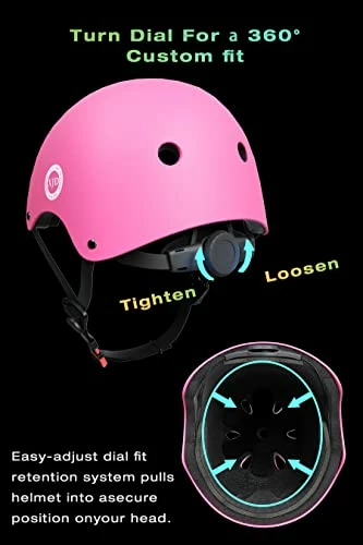 Wholesale β¨ Kids Bike Helmet,Multi-Sport Protective Gear Set For 3-5-8-14 Years Boys π§ Girls With Knee And Elbow Pads Wrist Guards Fit Roller Skates,Cycling,Skateboarding,Skating Scooter (Multi-Colors) Pink02 π - Image 5