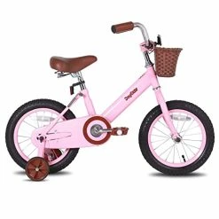 Coupon 💯 Vintage 12 & 14 & 16 & 18 Inch Kids Bike With Basket & Training Wheels For 2-9 Years Old 👧 Girls & Boys (Green, Beige & Pink) 👍