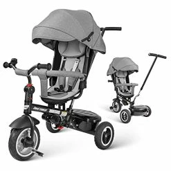 Brand new ๐ Baby Tricycle 8 In 1,Trike For Toddlers Age 1-6,Tricycle With Push Handle For Kids, Boy Girl Outdoor Toy Bike, All Terrain Rubber Wheel, Reversible Seat(Gray) ๐ฏ