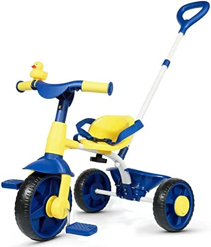 Cheap ๐คฉ 2 In 1 Kids Tricycles Age 18 Month To 3 Years, EVA Wheels Upgraded, Gift Toddler Tricycle, Trikes For Toddlers 2 To 3 Year Old With Push Handle And Duck Bell, Pink Eva Wheel-blue ๐ - Image 8