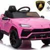 Deals ✔️ Licensed Lamborghini Urus Ride On Truck Car Toy, 12V Battery Powered Electric 4 Wheels Kids Toys W/ Parent Remote Control, Foot Pedal, Music, Aux, LED Headlights, 2 Speeds (Pink) 👏