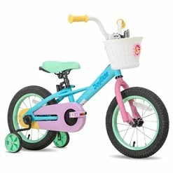 Hot Sale 🎁 12" 14" 16“ Kids Bike For 2-7 Years 👧 Girls 33-53 Inch Tall, 👧 Girls Toddler Bicycle With Basket, Training Wheels & Coaster Brake, Rainbow Bike, Macarons ⌛