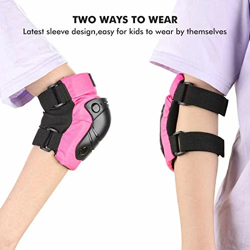 Hot Sale π Knee Pads Set For Kids Elbow Pads Wrist Guards For 5~10 Ages Toddler Protective Gear Set Thicker Safer Bike Safety Pads π§ Girls For Skating Cycling Scooter Sports Safety Gear, Pink 3-black π - Image 4