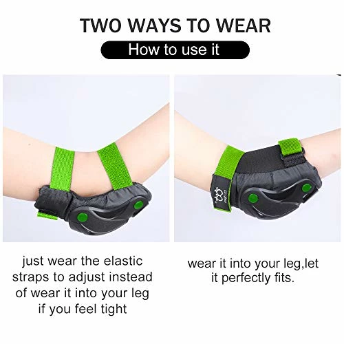 New 👏 Kids/Youth Knee And Elbow Pads With Wrist Guards Protective Gear Set For Skating Skateboarding Cycling Biking Scooter And Multi Sports (Black/Green, Medium (8-14 Years)) 🎉 - Image 4
