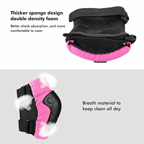 Hot Sale π Knee Pads Set For Kids Elbow Pads Wrist Guards For 5~10 Ages Toddler Protective Gear Set Thicker Safer Bike Safety Pads π§ Girls For Skating Cycling Scooter Sports Safety Gear, Pink 3-black π - Image 2