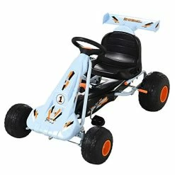 Discount 🥰 Pedal Go Kart Children Ride On Car Cute Style With Adjustable Seat, Plastic Wheels, Handbrake And Shift Lever, Light Blue 🎁