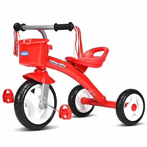 Best reviews of ๐ Kids Tricycle Rider With Adjustable Seat, Storage Basket, Premium Quiet Wheels, Non-Slip Handle (Red) ๐ฅฐ
