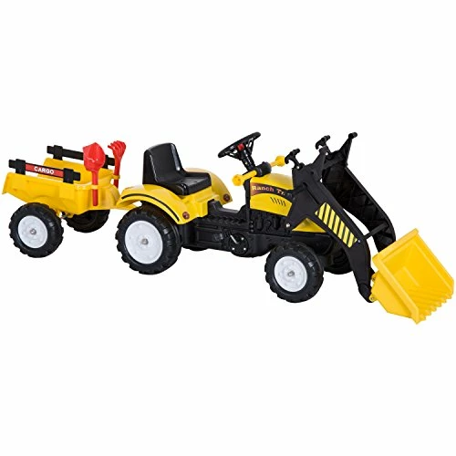 Top 10 ๐ฅ Kids Ride-On Excavator, Pedal Car Bulldozer Move Forward/Back With Real Working Dirt Bucket, 6 Wheels, & Cargo Trailer ๐