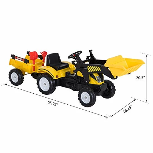 Top 10 ๐ฅ Kids Ride-On Excavator, Pedal Car Bulldozer Move Forward/Back With Real Working Dirt Bucket, 6 Wheels, & Cargo Trailer ๐ - Image 3