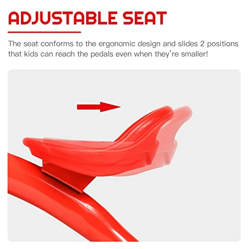 Best reviews of ๐ Kids Tricycle Rider With Adjustable Seat, Storage Basket, Premium Quiet Wheels, Non-Slip Handle (Red) ๐ฅฐ - Image 4