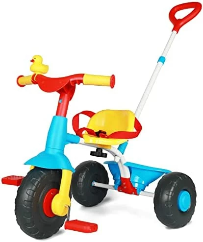 Cheap ๐คฉ 2 In 1 Kids Tricycles Age 18 Month To 3 Years, EVA Wheels Upgraded, Gift Toddler Tricycle, Trikes For Toddlers 2 To 3 Year Old With Push Handle And Duck Bell, Pink Eva Wheel-blue ๐ - Image 7
