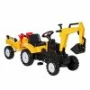 Outlet ✔️ Digger Ride-on Truck Kids Car With Horn, Excavator Ride-on Toy, Imaginative Toy Construction Car, 6 Wheels & Detachable Trailer, Yellow 🎁
