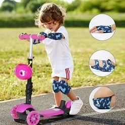 New ⌛ Knees & Elbows & Gloves Kids' Protection Pads Set With Mesh Bag For Bicycle, Skateboard, Skiing, Climbing For Boys And 👧 Girls M/L Pink Camouflage 😀