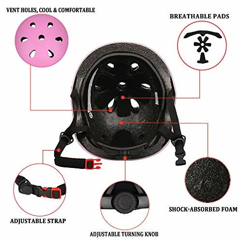 Best deal 💯 Kids Bike Helmet Toddler Helmet, Kids Skateboard Helmet And Pads Adjustable Sports Protective Gear Set Knee Elbow Pads Wrist Pads For Boys 👧 Girls, Kids Cycling Scooter Helmet Set Red 🛒 - Image 3