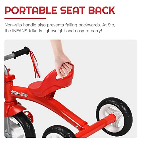 Best reviews of ๐ Kids Tricycle Rider With Adjustable Seat, Storage Basket, Premium Quiet Wheels, Non-Slip Handle (Red) ๐ฅฐ - Image 3
