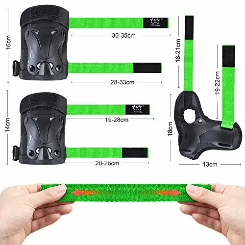 New 👏 Kids/Youth Knee And Elbow Pads With Wrist Guards Protective Gear Set For Skating Skateboarding Cycling Biking Scooter And Multi Sports (Black/Green, Medium (8-14 Years)) 🎉 - Image 5