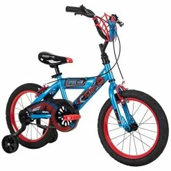 Cheap ❤️ Marvel Spider-Man Kid Bike Quick Connect Assembly, Web Plaque & Training Wheels, 16" Blue ⭐