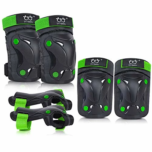 New 👏 Kids/Youth Knee And Elbow Pads With Wrist Guards Protective Gear Set For Skating Skateboarding Cycling Biking Scooter And Multi Sports (Black/Green, Medium (8-14 Years)) 🎉 - Image 10