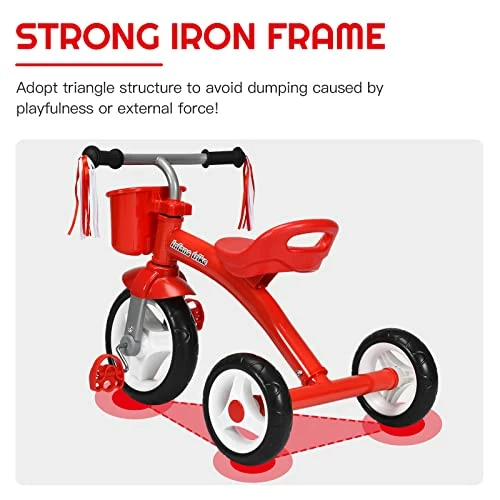 Best reviews of ๐ Kids Tricycle Rider With Adjustable Seat, Storage Basket, Premium Quiet Wheels, Non-Slip Handle (Red) ๐ฅฐ - Image 2