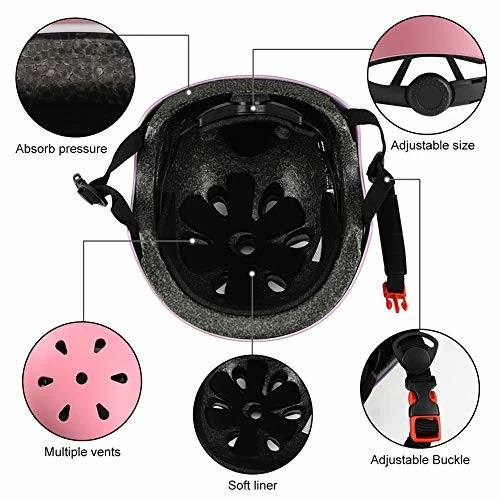 Outlet 🤩 FESSKY Kids Bike Helmet Pad Set, Toddler Helmet Skateboard Knee Pads Protective Gear Adjustable Strap For 3-9 Years 👧 Girls Boys Elbow Pads With Wrist Guard For Sport Cycling Roller Skating Scooter Black 💯 - Image 2