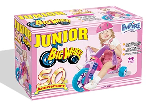 Discount โจ The Original Big Wheel Junior For Toddlers, Age 18 Months To 3 Years, Pink-Purple-Blue, 8.5" Wheel Ride On Tricycle Cruiser, Kid Powered Pedal Bike, 50th Year, Sit Down Riding Push Around Outdoor Toy ๐ - Image 2
