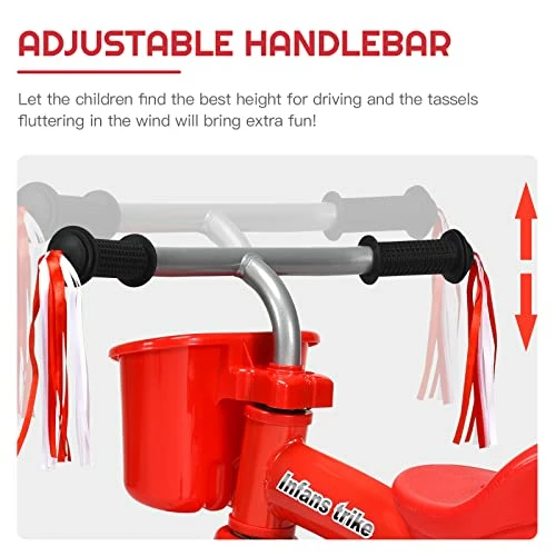 Best reviews of ๐ Kids Tricycle Rider With Adjustable Seat, Storage Basket, Premium Quiet Wheels, Non-Slip Handle (Red) ๐ฅฐ - Image 5