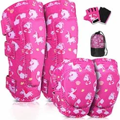 Flash Sale 🎁 Knee Pads Elbow Pads With Bike Gloves,Toddler Sports Protective Gear Set With Mesh Bag For Roller Skating Skateboard Cycling,Knee Pads Set Elbow Guards Wrist Guard For Kids Boys 👧 Girls Purple Rabbit Pattern 🔔