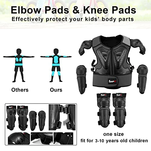Best Pirce ๐ฅ Kids Motorcycle Armor Suit Dirt Bike Gear Riding Protective Chest Spine Back Protector Shoulder Arm Elbow Knee Protector Pads For Cycling Skateboard,Skiing,Skating,Off-Road Blac ๐ - Image 2