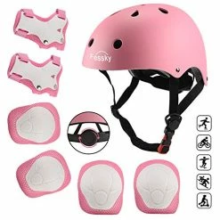 Outlet 🤩 FESSKY Kids Bike Helmet Pad Set, Toddler Helmet Skateboard Knee Pads Protective Gear Adjustable Strap For 3-9 Years 👧 Girls Boys Elbow Pads With Wrist Guard For Sport Cycling Roller Skating Scooter Black 💯