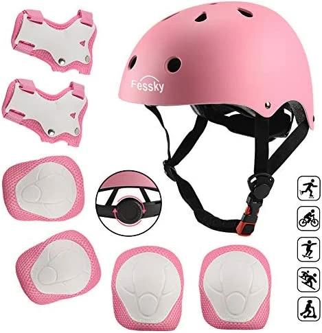 Outlet 🤩 FESSKY Kids Bike Helmet Pad Set, Toddler Helmet Skateboard Knee Pads Protective Gear Adjustable Strap For 3-9 Years 👧 Girls Boys Elbow Pads With Wrist Guard For Sport Cycling Roller Skating Scooter Black 💯 - Image 8