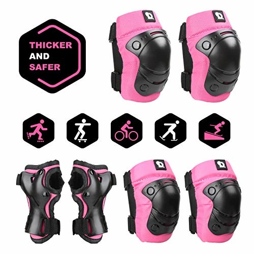Hot Sale π Knee Pads Set For Kids Elbow Pads Wrist Guards For 5~10 Ages Toddler Protective Gear Set Thicker Safer Bike Safety Pads π§ Girls For Skating Cycling Scooter Sports Safety Gear, Pink 3-black π - Image 6