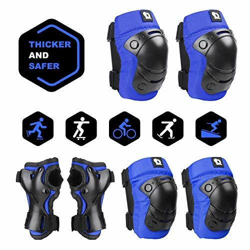 Hot Sale π Knee Pads Set For Kids Elbow Pads Wrist Guards For 5~10 Ages Toddler Protective Gear Set Thicker Safer Bike Safety Pads π§ Girls For Skating Cycling Scooter Sports Safety Gear, Pink 3-black π - Image 7