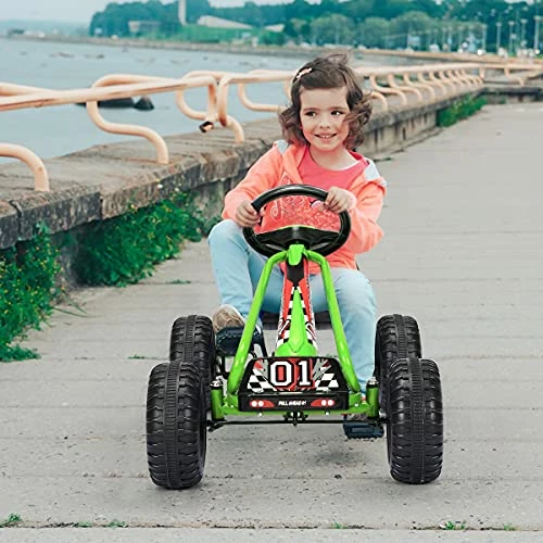 Outlet ๐ฏ LAKIDS Kids Ride-On Go Kart, Pedal Powered 4 Wheel Toy Car, Outdoor Indoor Pedal Foot Racer For Boy Girl With 2-Position Adjustable Bucket Seat, Clutch, Manual Brake, Non-Slip Wheels (Light Green) ๐ - Image 2