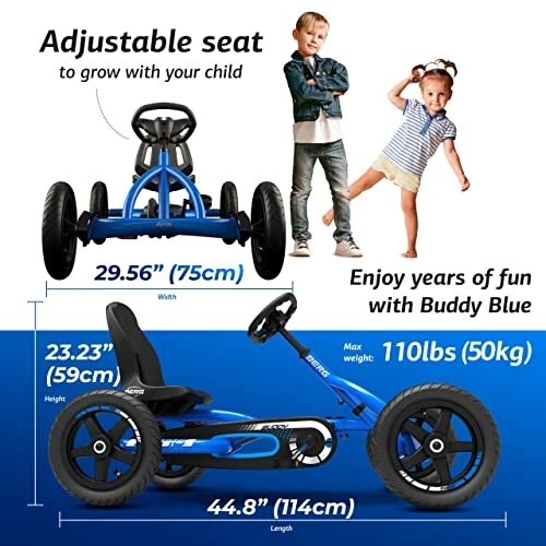 Wholesale 😀 Erg Toys - Buddy Pedal Go Kart - Go Kart - Go Cart For Kids - Pedal Car Outdoor Toys For Children Ages 3-8 - Ride On Toy - BFR System - Adjustable Seat - Pedal Kart For Kids (Blue) 🥰 - Image 4