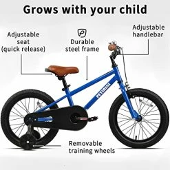 New ❤️ Kids Bike For Boys 👧 Girls BMX Style Bicycles With Training Wheels,12 14 16 Inch, Multiple Colors Dark Gr 🔔