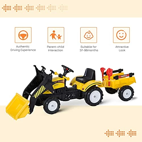 Top 10 ๐ฅ Kids Ride-On Excavator, Pedal Car Bulldozer Move Forward/Back With Real Working Dirt Bucket, 6 Wheels, & Cargo Trailer ๐ - Image 5