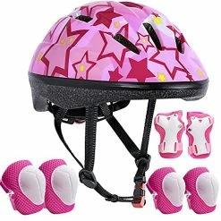Top 10 ❤️ Kids Bike Helmet Suitable For Ages 3-8 Years Boys 👧 Girls, Adjustable Toddler Helmet With Knee Elbow Pads Wrist Guards Sports Protective Gear Set For Bike Bicycle Skateboard Scooter Purple Star 🎉