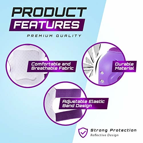 Best Sale 💯 Knee Pads For Kids Knee And Elbow Pads For Kids And Teen Protective Gear 6 In 1 Set For Inline Skating, Rollerblades, Skateboard, Dirt Bike, Longboarding Black 💯 - Image 5