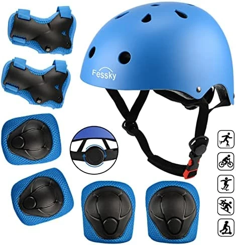 Outlet 🤩 FESSKY Kids Bike Helmet Pad Set, Toddler Helmet Skateboard Knee Pads Protective Gear Adjustable Strap For 3-9 Years 👧 Girls Boys Elbow Pads With Wrist Guard For Sport Cycling Roller Skating Scooter Black 💯 - Image 6