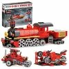 Best Sale 🤩 Duciro Train Sets For Boys Age 6-10, 3 In 1 City Building Kit Motorcycle Tractor Creative Educational 🥳 Birthday Gift, Stem Projects Toys For Kids 6 7 8 9 10 Year Old, 305 Pieces Red B 🔔