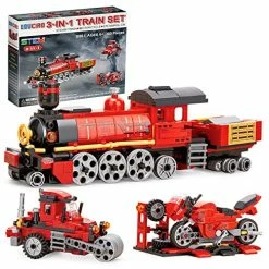 Best Sale ๐คฉ Duciro Train Sets For Boys Age 6-10, 3 In 1 City Building Kit Motorcycle Tractor Creative Educational ๐ฅณ Birthday Gift, Stem Projects Toys For Kids 6 7 8 9 10 Year Old, 305 Pieces Red B ๐