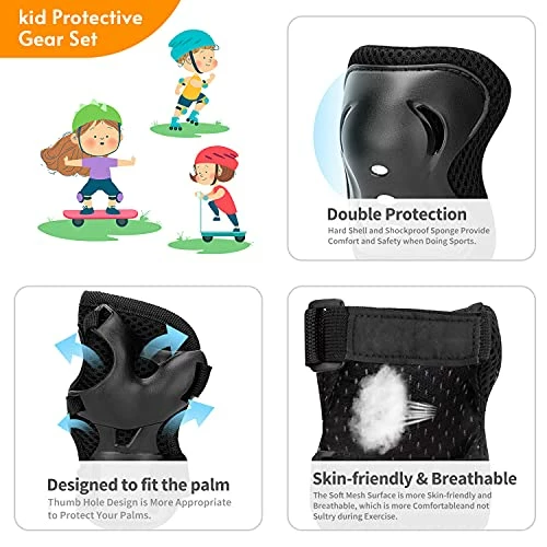 Top 10 🤩 Kids/Youth Knee Pad Elbow Wrist Pads Guards Protective Gear Set For Roller Skates Cycling Bike Skateboard Inline Skatings Scooter Riding Sports,Suitable For Multiple Sports Outdoor Activities 02-red/black ⌛ - Image 2